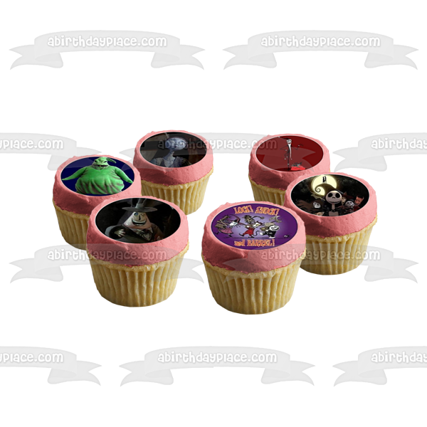 Pesadilla antes de Navidad Jack Skellington Oogie Boogie y Sally Imágenes comestibles para cupcakes ABPID07178 