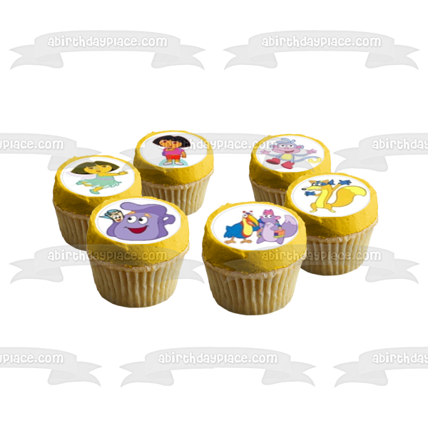 Imágenes de adorno comestible para cupcakes con mochila de Swiper y botas de Dora la Exploradora ABPID07037 