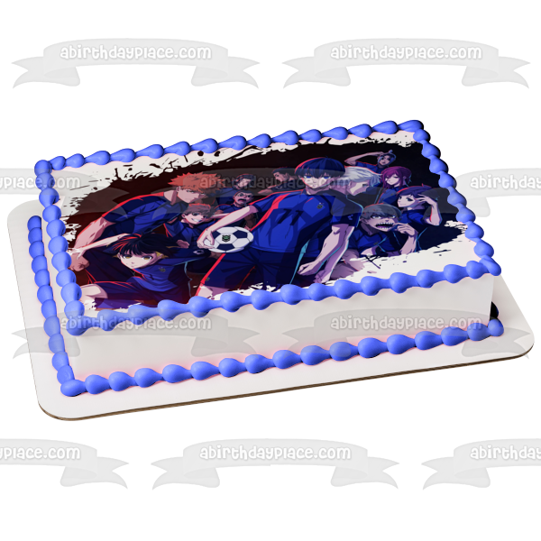 Blue Lock Anime Manga Soccer Yoichi Asahi Gin Gurimu Hyoma Jingo Meguru Okuhito Rensuke Wataru Yudai Edible Cake Topper Image ABPID56873