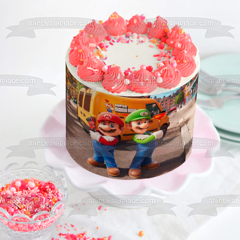 Imagen de decoración comestible para tarta de Mario y Luigi de la película Super Mario Brothers ABPID56944 