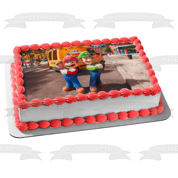 Imagen de decoración comestible para tarta de Mario y Luigi de la película Super Mario Brothers ABPID56944 