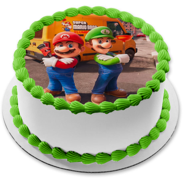 Imagen de decoración comestible para tarta de Mario y Luigi de la película Super Mario Brothers ABPID56944 