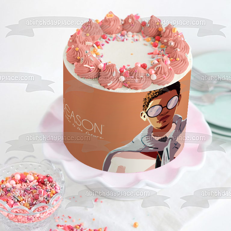 Personalised Large Edible Sugar Stand-Up Sparkling Number with flower  design & Groovy Letters for Name;