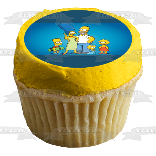 The Simpsons Marge Homer Maggie Lisa and Bart Edible Cake Topper Image ABPID57033