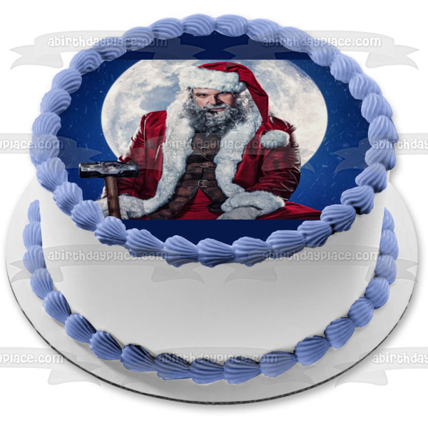 Violent Night Santa Claus and the Moon Edible Cake Topper Image ABPID57045