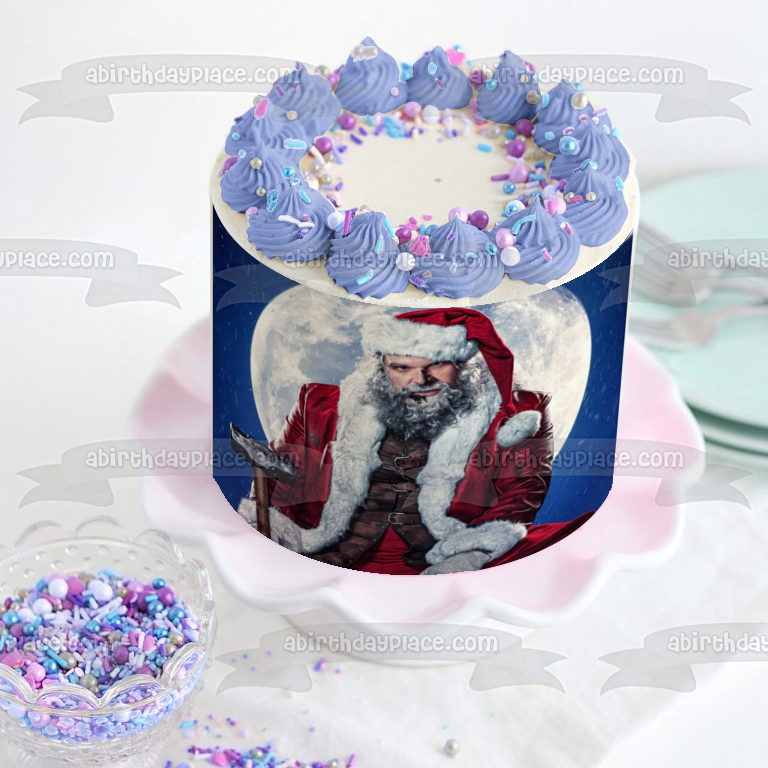 Violent Night Santa Claus and the Moon Edible Cake Topper Image ABPID57045