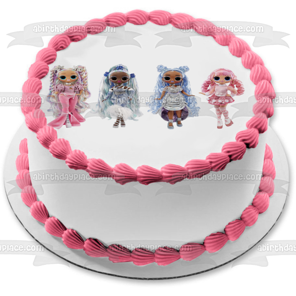 LOL Surprise Omg Fashion Show Twist Queen Missy Frost Larose and Lady Braids Edible Cake Topper Image ABPID57073