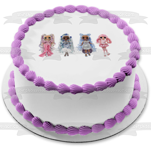 LOL Surprise Omg Fashion Show Twist Queen Missy Frost Larose and Lady Braids Edible Cake Topper Image ABPID57073