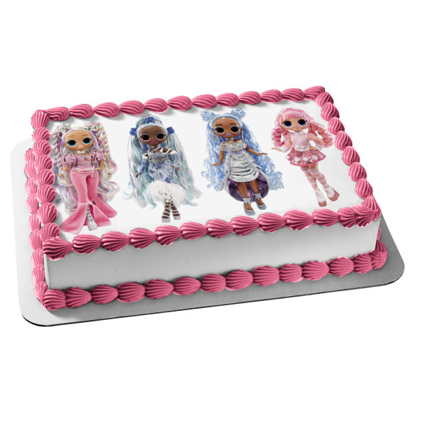 LOL Surprise Omg Fashion Show Twist Queen Missy Frost Larose and Lady Braids Edible Cake Topper Image ABPID57073