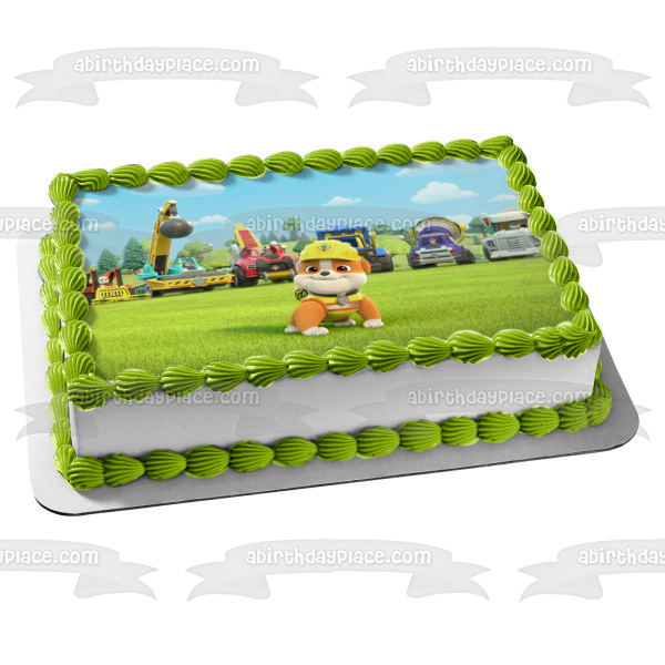 Rubble and Crew Assorted Construction Trucks Edible Cake Topper Image ...