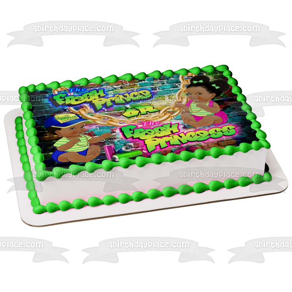 Fresh Prince or Fresh Princess Gender Reveal Edible Cake Topper Image ABPID57186