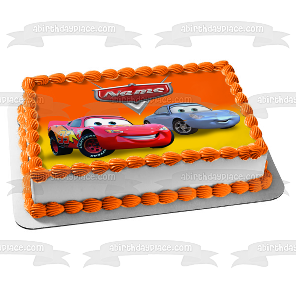 Lightning McQueen Porche Name Plate Logo Edible Cake Topper Image ABPI ...