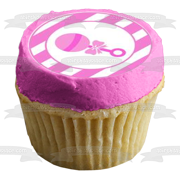 Gender Reveal Blue or Pink What Do You Think Rattles Edible Cupcake Topper Images ABPID57190