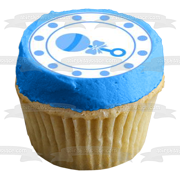 Gender Reveal Blue or Pink What Do You Think Rattles Edible Cupcake Topper Images ABPID57190