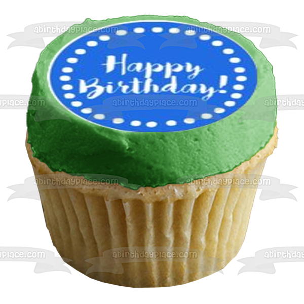 Colorful Happy Birthday! Edible Cupcake Topper Images ABPID57191