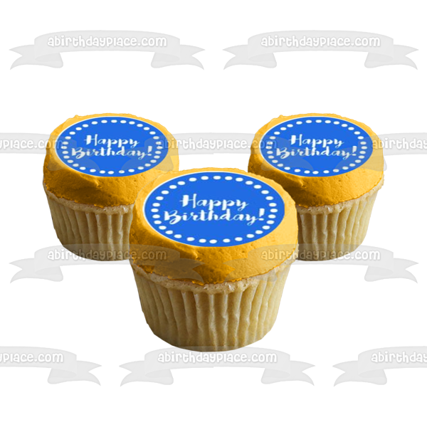 Colorful Happy Birthday! Edible Cupcake Topper Images ABPID57191