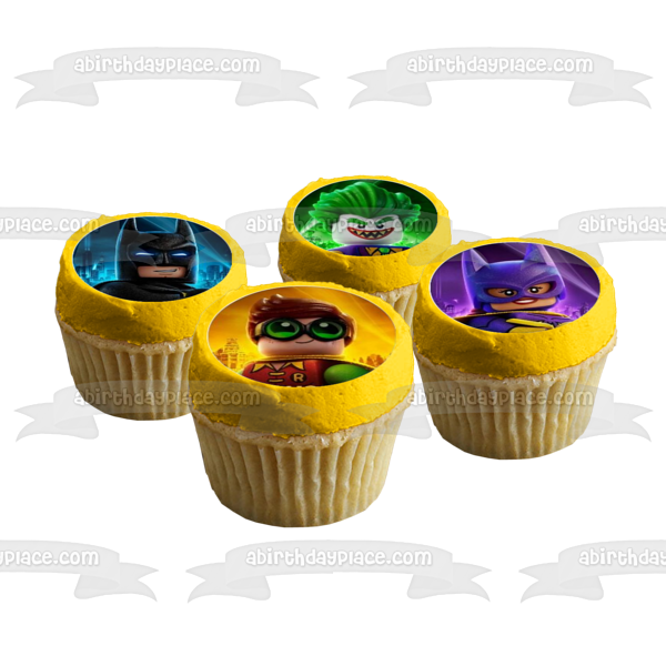 The LEGO Batman Movie Batman Robin The Joker and Batwoman Edible Cupcake Topper Images ABPID57192