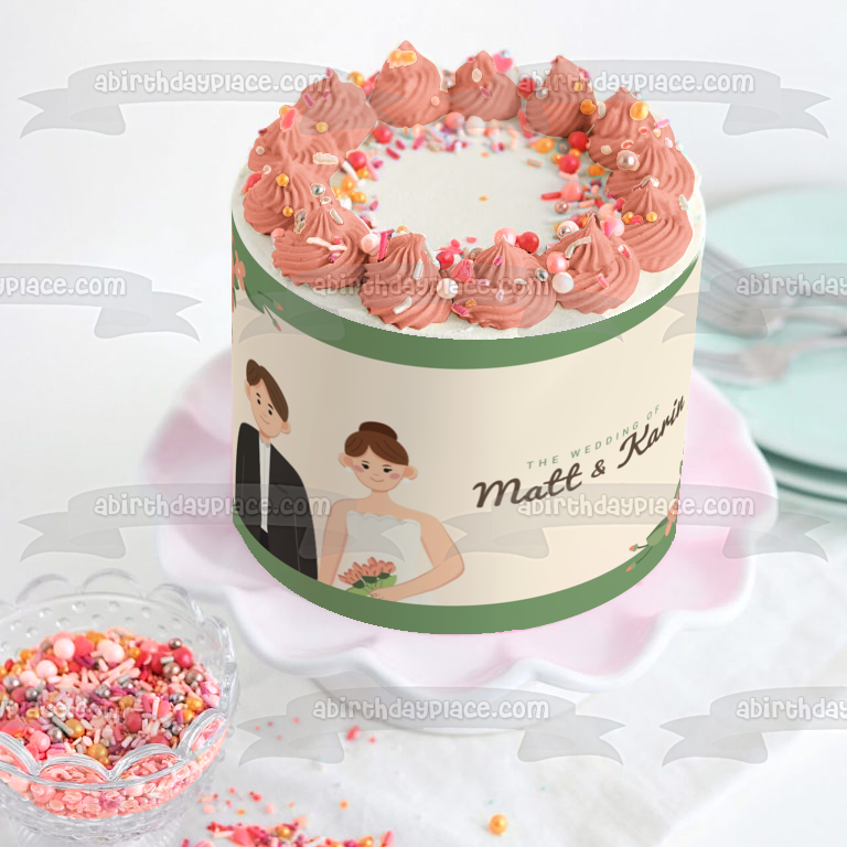 Imagen personalizable del día de su boda Imagen comestible para decoración de tarta ABPID57206 