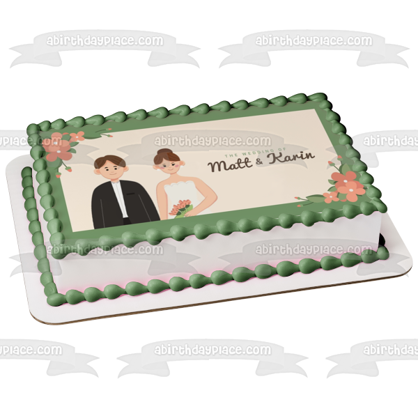 Imagen personalizable del día de su boda Imagen comestible para decoración de tarta ABPID57206 