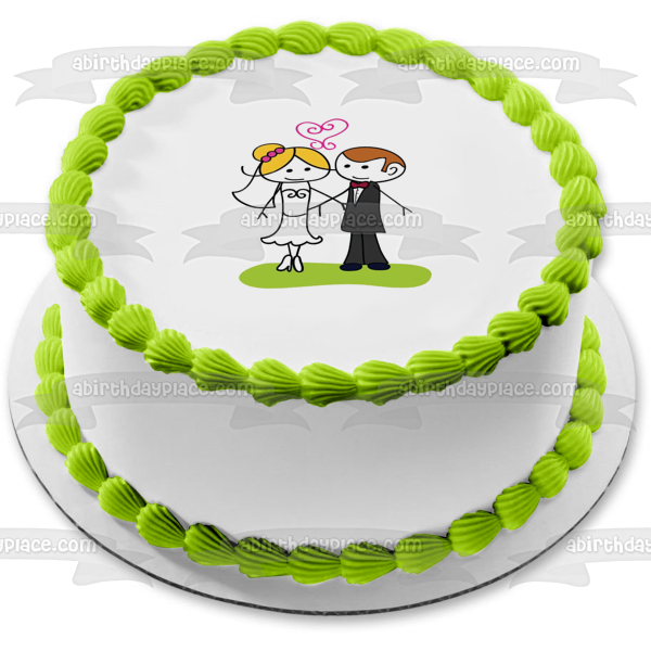 Imagen comestible para decoración de tarta del día de la boda, novia y novio, ABPID57214 