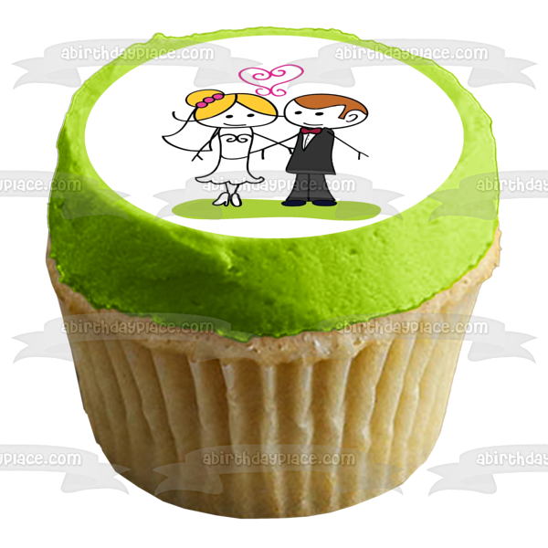 Wedding Day Bride and Groom Edible Cake Topper Image ABPID57214