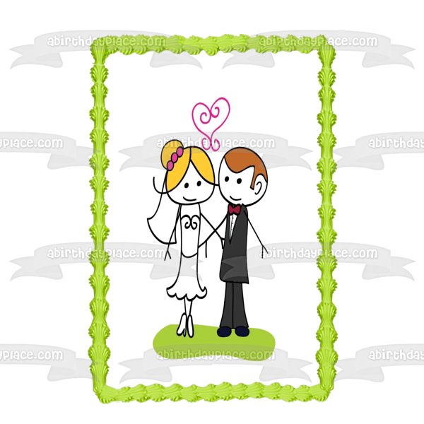 Wedding Day Bride and Groom Edible Cake Topper Image ABPID57214