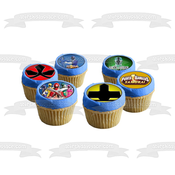 Power Rangers Super Samurai Red Ranger Jayden and Blue Ranger Kevin Edible Cupcake Topper Images ABPID03297