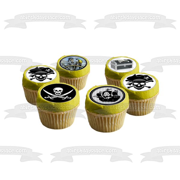 Pirates Chest Boxes Swords and Ships Edible Cupcake Topper Images ABPID03299