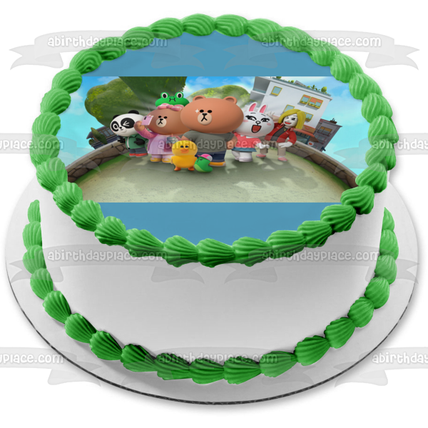Line Friends Choco Brown Cony and Leonard Edible Cake Topper Image ABP – A  Birthday Place