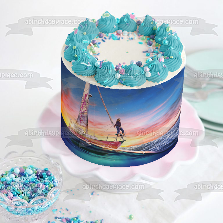 True Spirit Jessica Watson en un velero adorno comestible para tarta imagen ABPID57259 