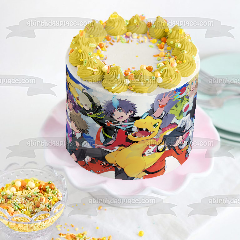 Digimon World: Next Order Wargreymon Metalgarurumon  Takuto and Shiki Edible Cake Topper Image ABPID57275