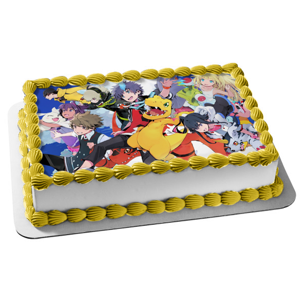 Digimon World: Next Order Wargreymon Metalgarurumon  Takuto and Shiki Edible Cake Topper Image ABPID57275