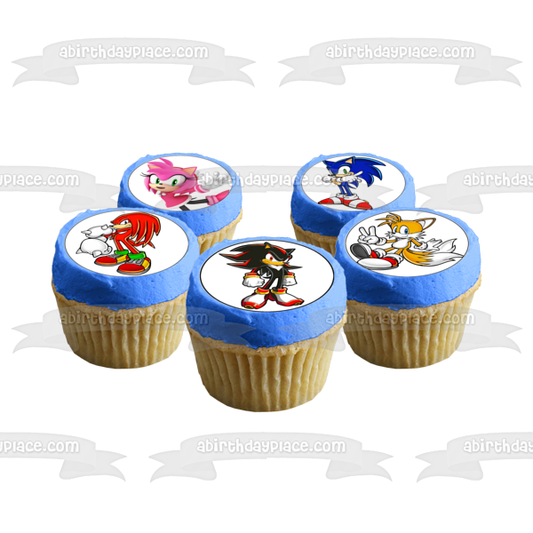 Sonic the Hedgehog Doctor Tails Amy Rose Knuckles the Echidna and Shadow the Hedgehog Edible Cupcake Topper Images ABPID03735