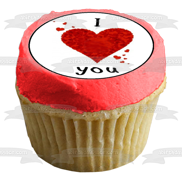 Imágenes de decoración comestible para cupcakes con corazones rojos Te Amo ABPID03821 