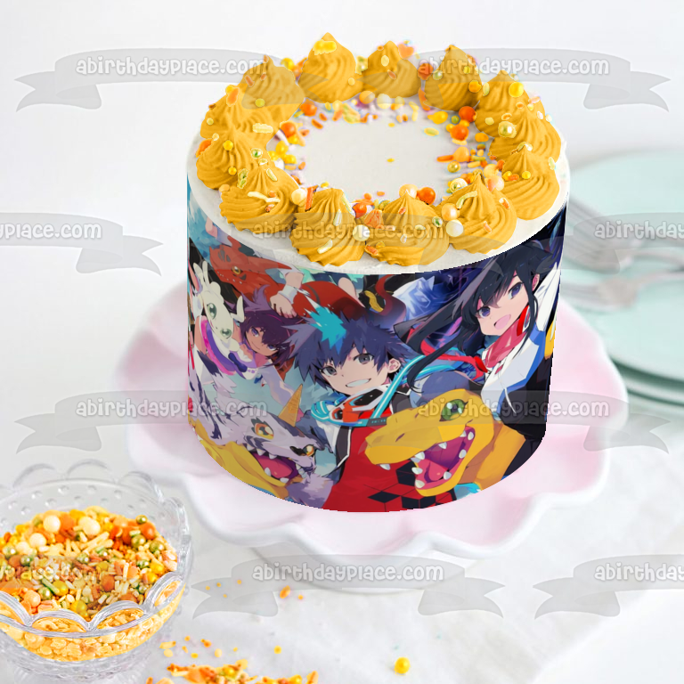 Digimon World: Next Order  Shiki Metalgarurumon Takuto and Kouta Hirose Edible Cake Topper Image ABPID57306