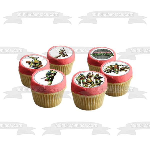 Teenage Mutant Ninja Turtles Donatello Michaelangelo Leonardo and  Raphael with the Tmnt Logo Edible Cupcake Topper Images ABPID03876