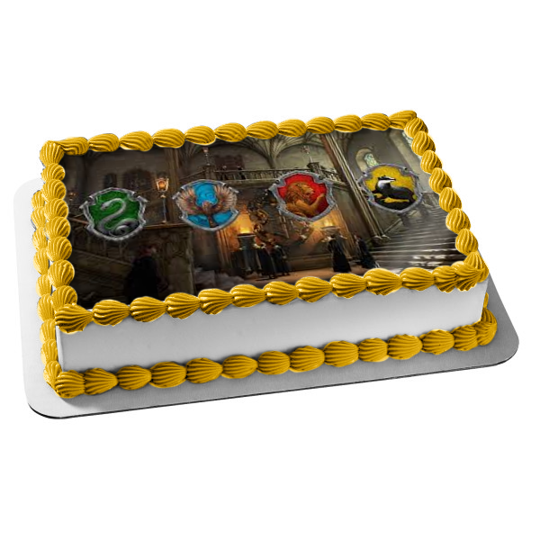 Hogwarts Legacy House Badges  Gryffindor Slytherin Hufflepuff and Ravenclaw Edible Cake Topper Image ABPID57320