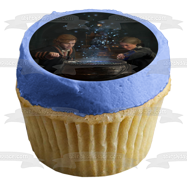 Hogwarts Legacy Professor Matilda Weasley and a Student Edible Cake Topper Image ABPID57324