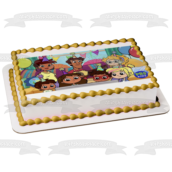 Rosie's Rules Mom Papa Iggy Crystal and Liz at a Birthday Party Edible Cake Topper Image ABPID57300