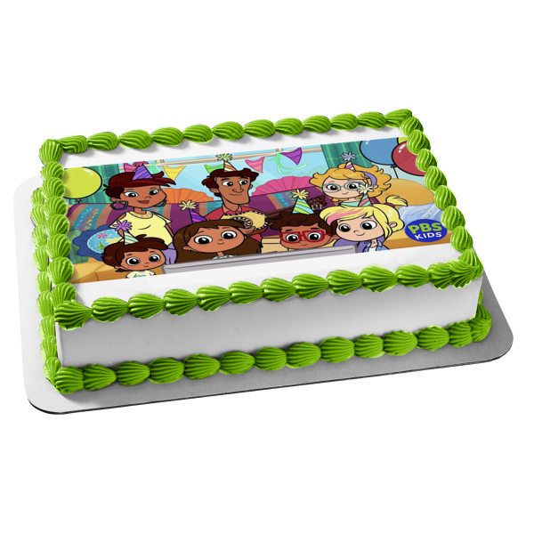 Rosie's Rules Mom Papa Iggy Crystal and Liz at a Birthday Party Edible Cake Topper Image ABPID57300