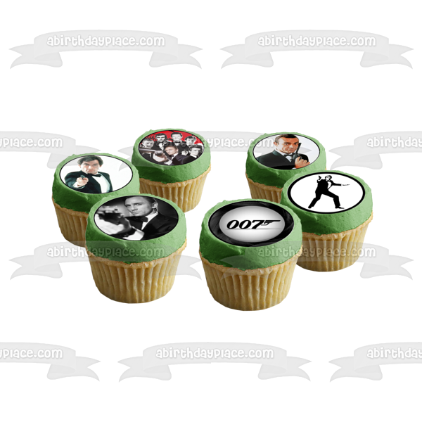 James Bond 007 Pierce Brosnan Sean Connery and Timothy Dalton Edible Cupcake Topper Images ABPID03956