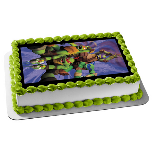 Tmnt en acción Tortugas Ninjas mutantes adolescentes Leonardo Donatello Rafael y Miguel Ángel Adorno comestible para tarta Imagen ABPID57331 