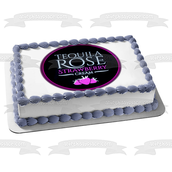 Tequila Rose Strawberry Cream Label Edible Cake Topper Image ABPID57333