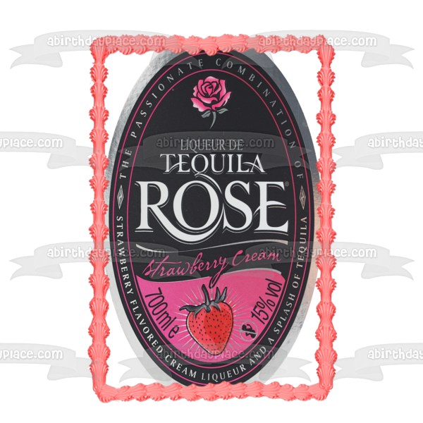 Tequila Rose Strawberry Cream Label Edible Cake Topper Image ABPID57334