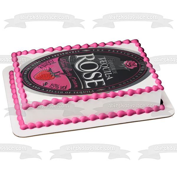 Tequila Rose Strawberry Cream Label Edible Cake Topper Image ABPID57334