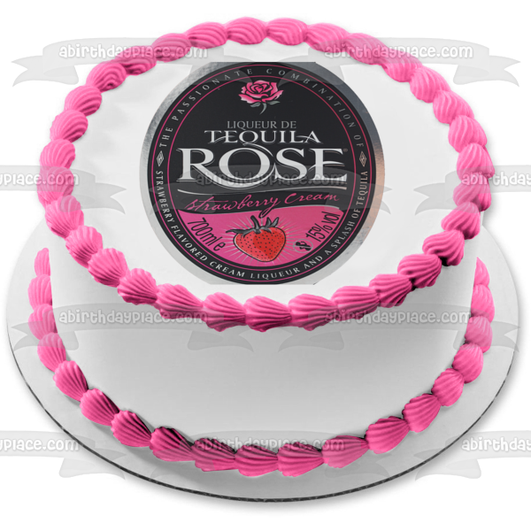 Tequila Rose Strawberry Cream Label Edible Cake Topper Image ABPID57334