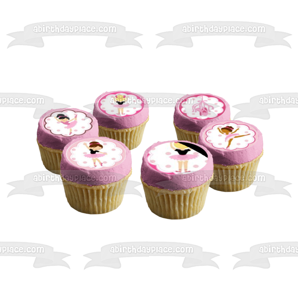 Bailarina Ballet Tutu y zapatillas rosas Adorno comestible para cupcakes Imágenes ABPID04331 