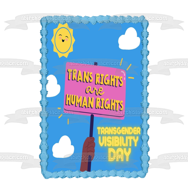 Día de la visibilidad transgénero Los derechos trans son derechos humanos Imagen comestible para decoración de tarta ABPID57337 