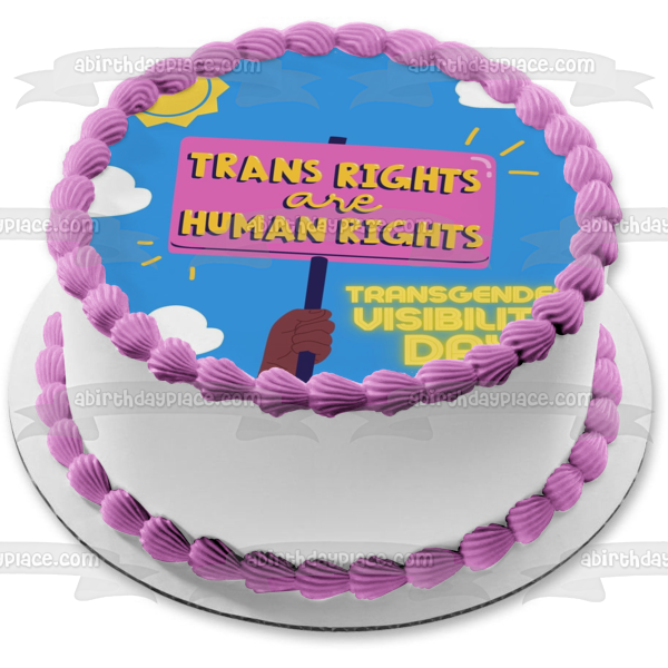 Día de la visibilidad transgénero Los derechos trans son derechos humanos Imagen comestible para decoración de tarta ABPID57337 