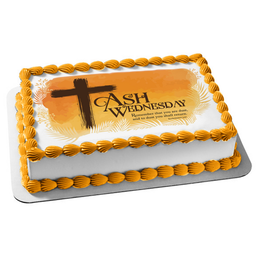 Ash Wednesday with a Cross Edible Cake Topper Image ABPID57344